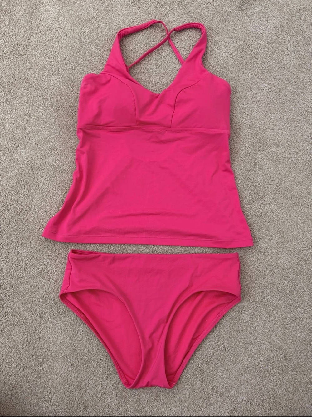 Athleta Hot Pink Tankini Top and Bikini Bottom Set